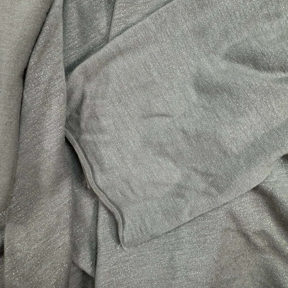 Babakul Long Sleeve Open Front Cardigan Womens Size Large Green Metallic Pockets